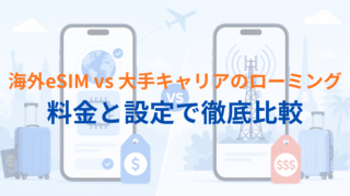 海外eSIMと大手キャリアのデータローミングの違いを料金と設定で比較